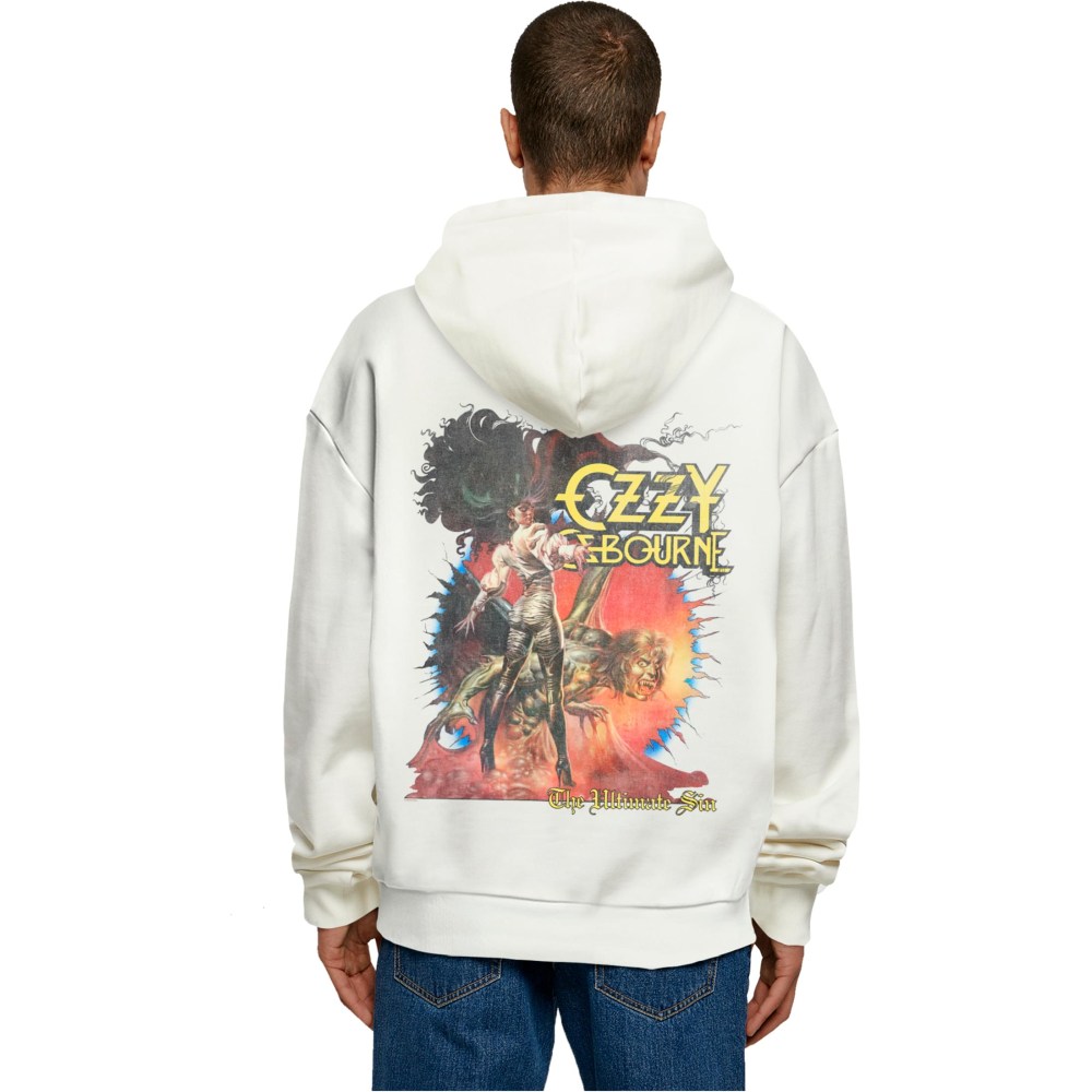 Merchcode Ozzy Osbourne - Ultimate Sin Vintage Ultra Heavy Hoodie - White